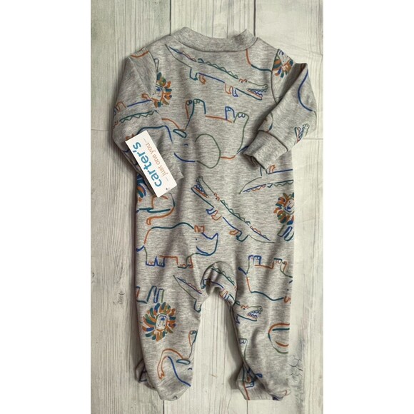 NEW! NWT Carter’s Baby Boy Animals Cotton Footed Pajamas Sleeper, Size 3 months - Picture 4 of 8
